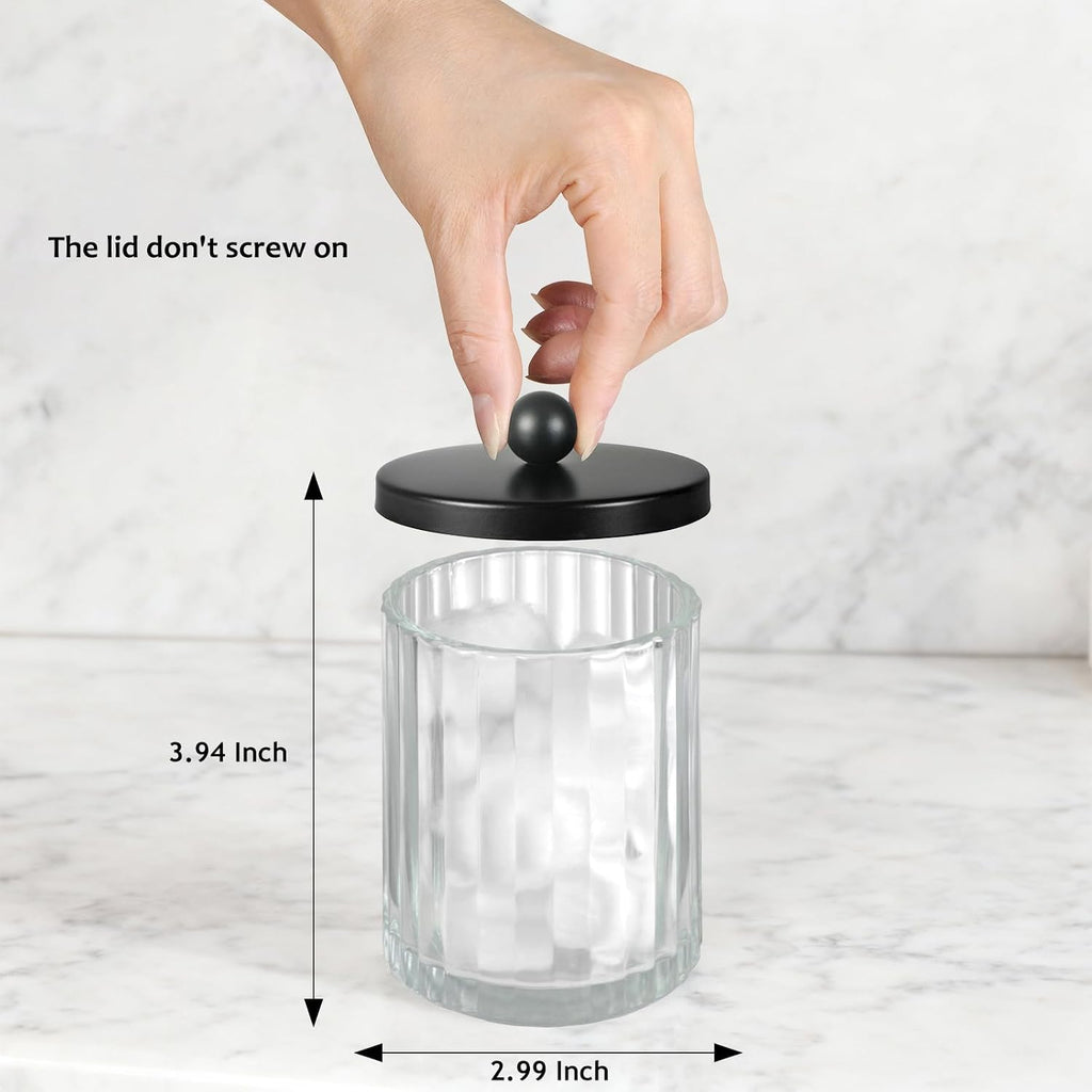 Amolliar Qtip Holder Dispenser, Clear Glass Apothecary Jars