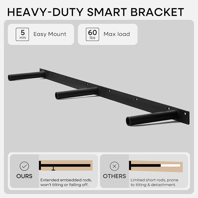 Homeforia Floating Black Shelf 42 inch, High End Solid Real Wood 42 inches Long - Image 5