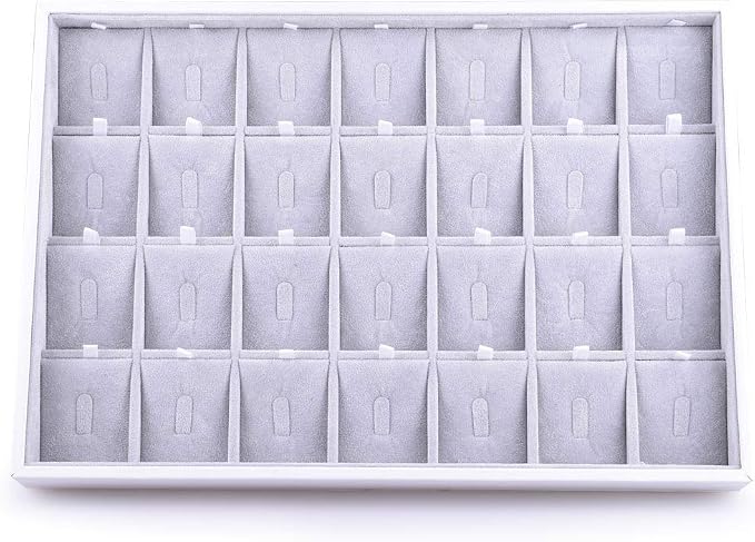 Oirlv 28 Region Ring Display Tray Stackable Jewelry Organizer Trays Leather - Image 3