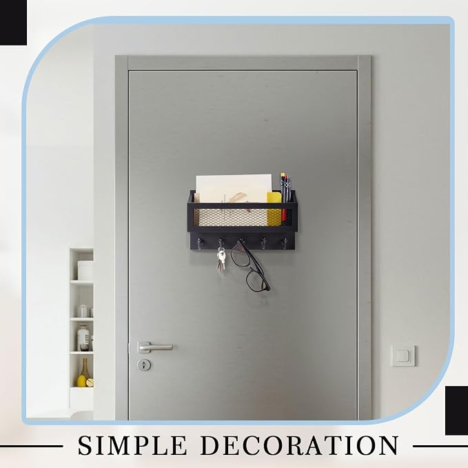 Magnetic Mail and Key Holder for Wall Fridge Wooden Mail Organizer - Image 6