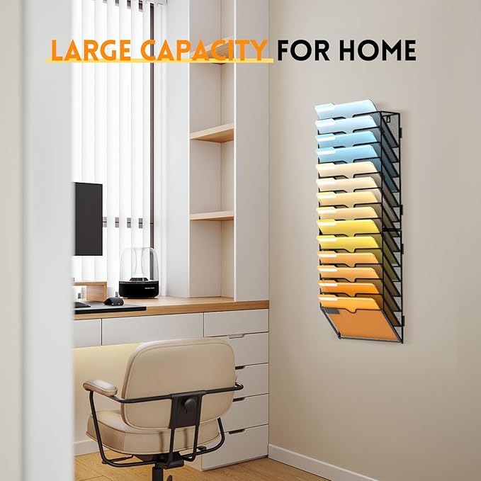 SUPEASY 14-Tier Wall File Organizer Mesh Office Mail Holder, Hanging Wall - Image 2