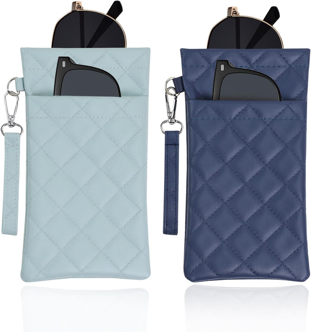 Double Eyeglass Case Soft Dual Glasses Case for Women Men Travel