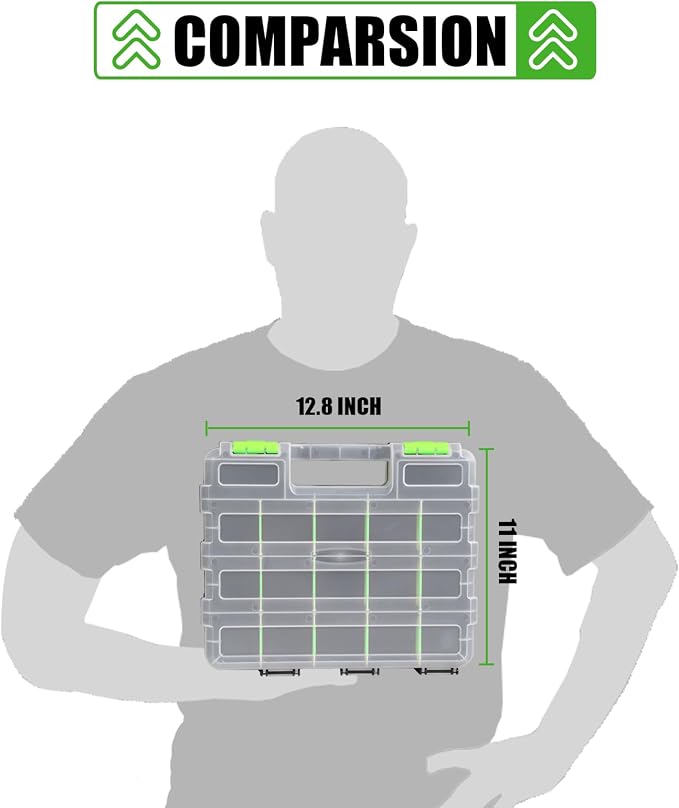 Generic Tool Box with Transparent Lid, Double Side 34-Compartments Organizer - Image 5
