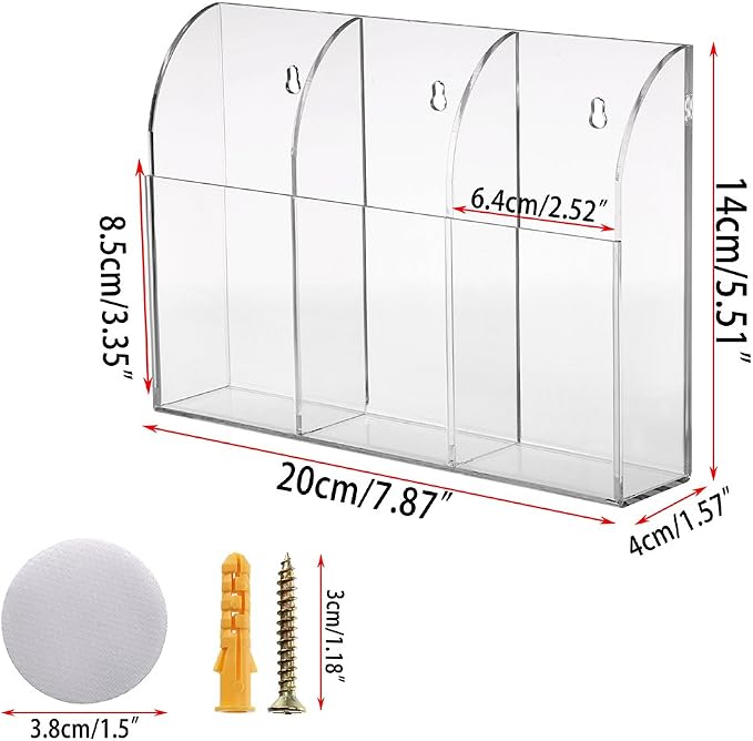 Hipiwe Wall Mount Remote Control Holder Clear Acrylic Media Organizer Storage - Image 6