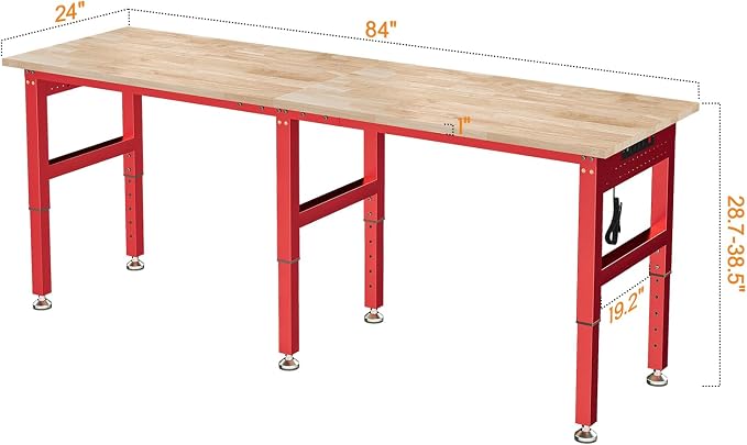 SPECRAFT 84" Red Adjustable Heavy Duty Workbench - Image 7