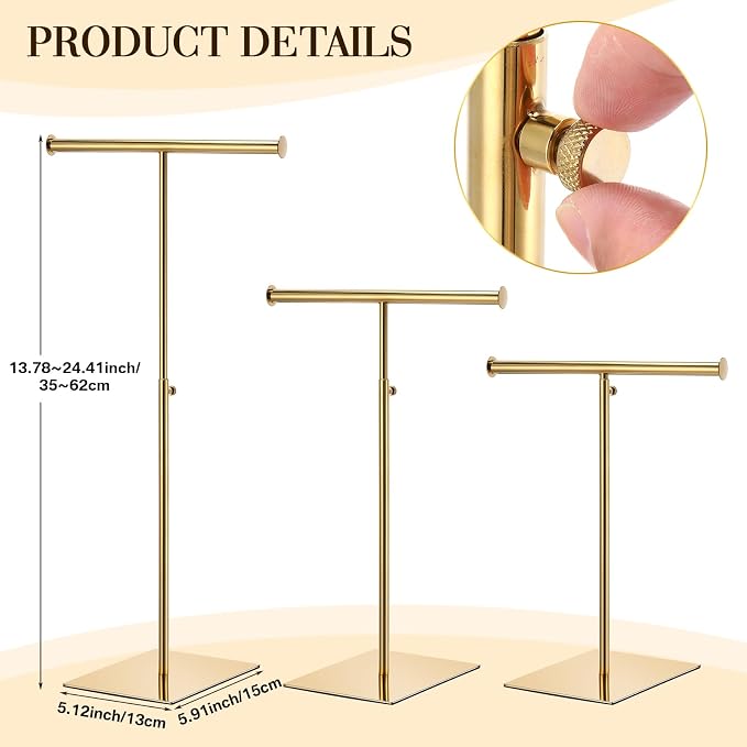 Leinuosen 4 Pcs T Shaped Purse Display Stand Necklace Display Stand Tabletop - Image 2