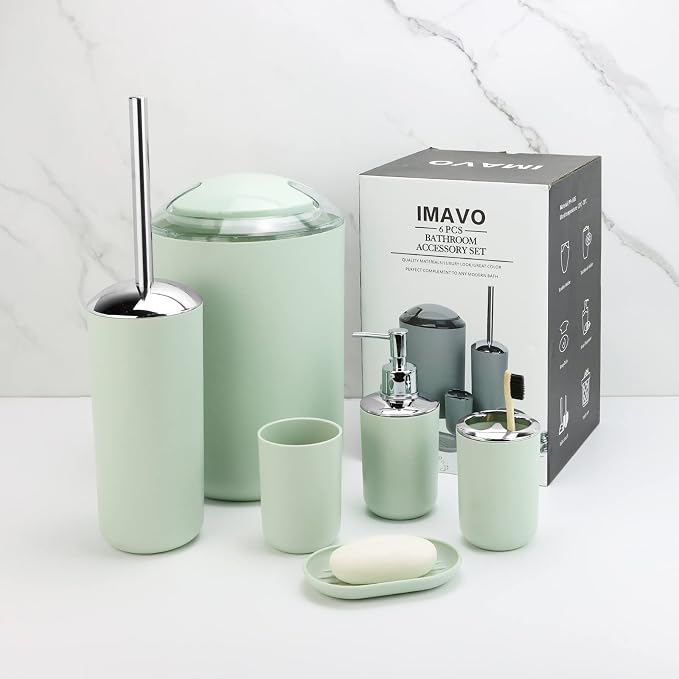 IMAVO Bathroom Accessories Set, 7 Pieces Bathroom Accessory Set, Toilet Brush - Image 7
