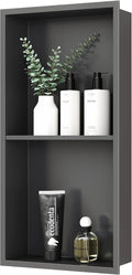 Stainless Steel Shower Niche 24" X 12", No Tile Needed Wall Niche Double Shelves by Qeke
