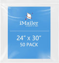 iMailer- 24" x 30" 50 Pack- 2 Mil Resealable Zip Bags- Clear Plastic Bags by iMailer