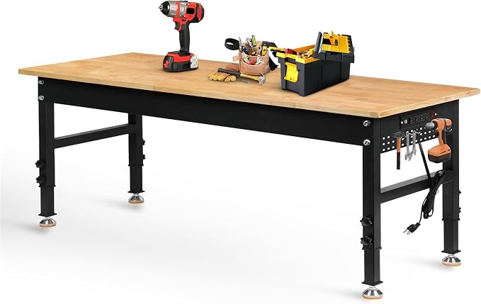 Betterhood 70" Adjustable Height Workbench, 2000 LBS Heavy Duty Work Table by Betterhood