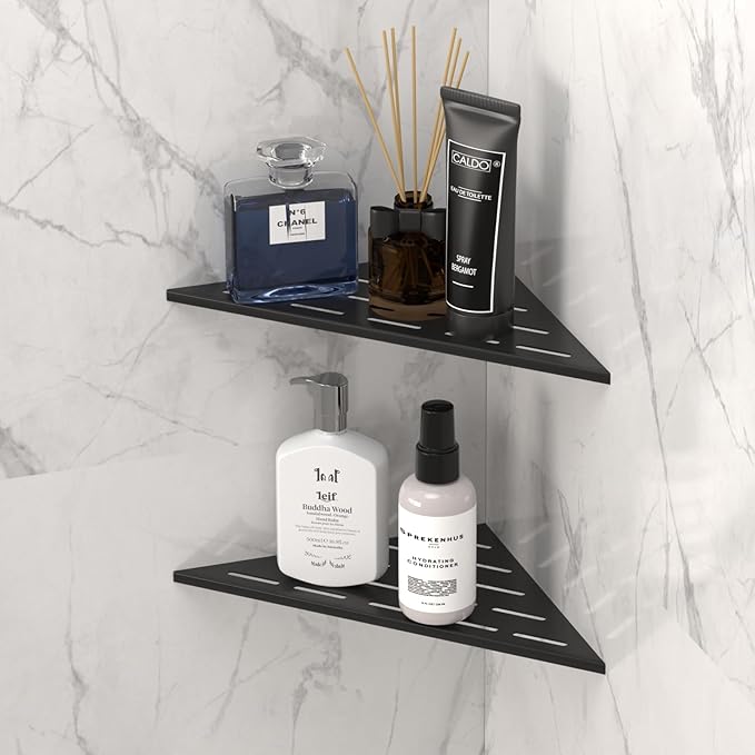 DAYONE Matte Black Corner Shower Shelf 2 Pack 10", Bathroom Corner Shower by DAYONE