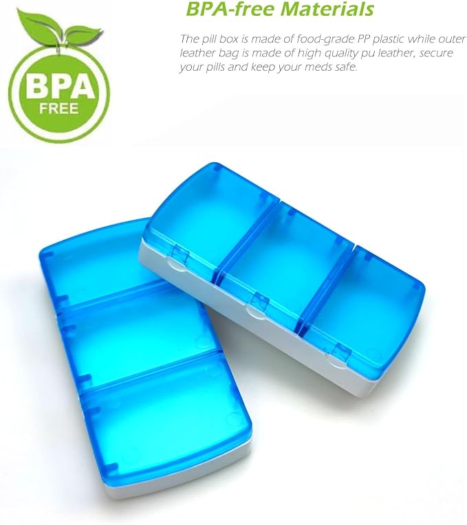 VOFOON Small Pill Organizer 3 Times a Day Daily 2 Pack, Travel Pill Box - Image 7