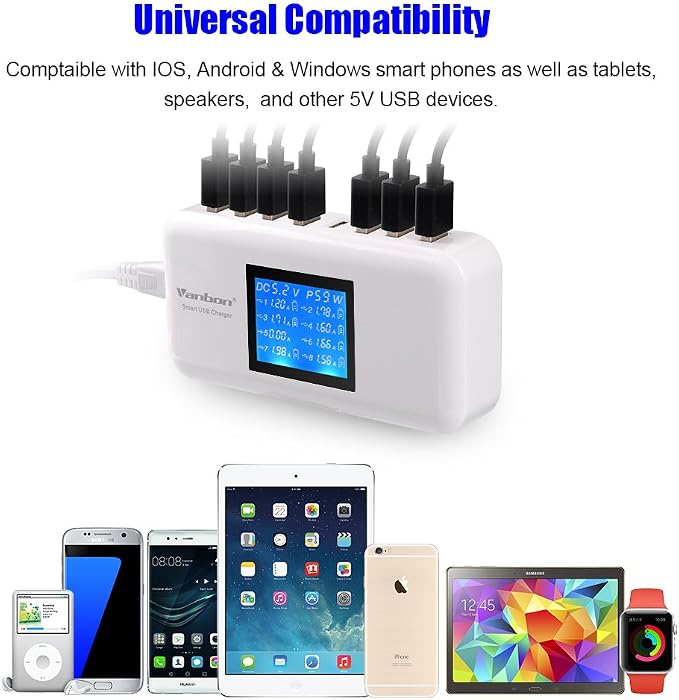 60W/12A 8-Port Desktop Charging Station Multiple USB, Tablet and More - Image 5