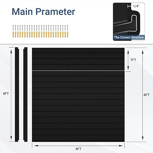Slatwall Panel 4 FT x 4 FT, Interlocking Slat Wall Paneling, Wall Mounted PVC - Image 2