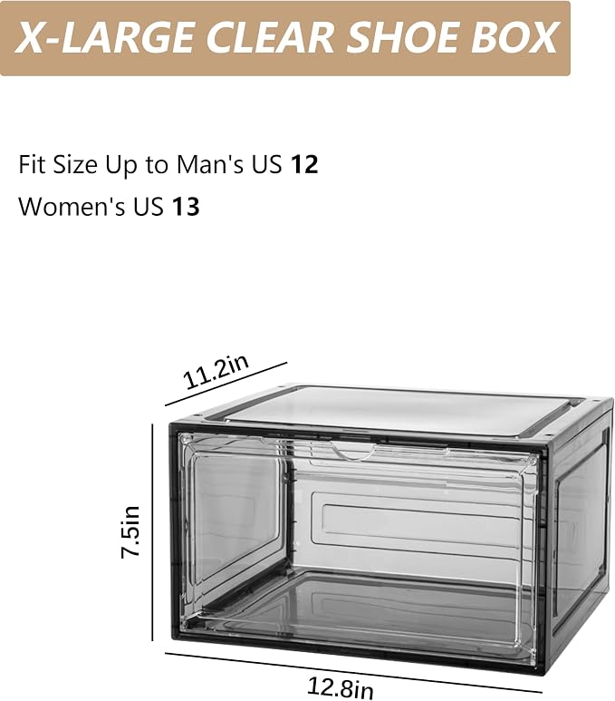 Attelite Shoe Box, Upgraded Large Clear Shoe Storage Box Stackable, 8 Pack - Image 4