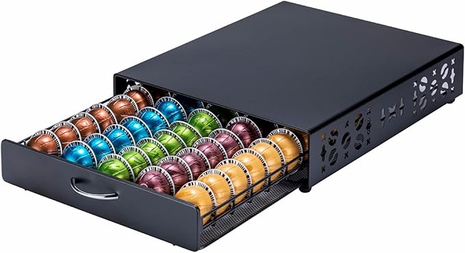 ZCDCP Nespresso Pod Holder Vertuo pod Storage Drawer Black Metal Coffee Pod by ZCDCP