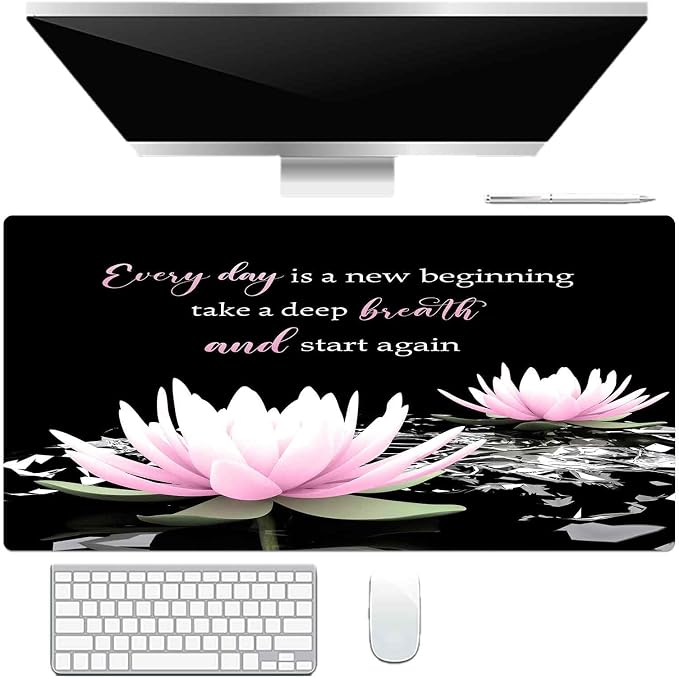 LB Pink Water Lily Flower Inspirational Large Mouse Pad - Image 6