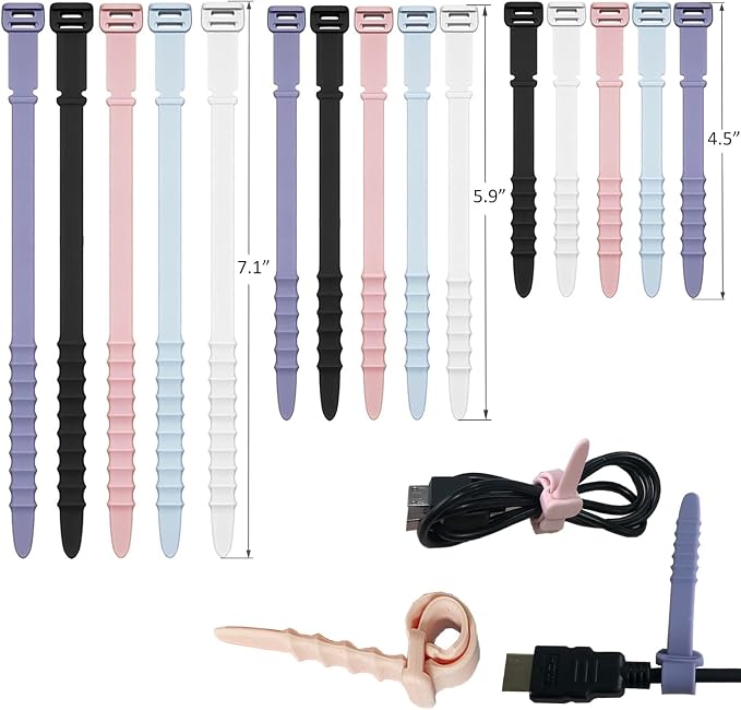 Silicone Zip Ties, Reusable Zip Ties, Rubber Cable Ties Straps by GELIAL