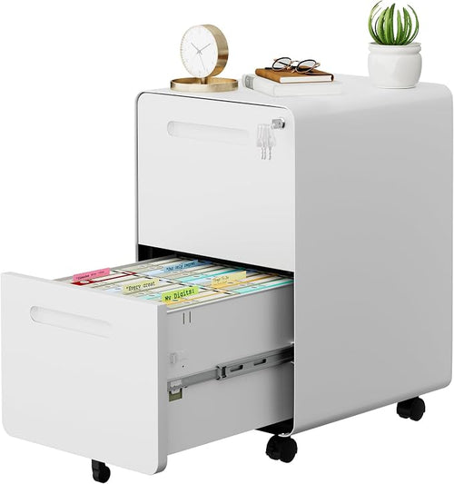 2 Drawer File Cabinet with Lock and 4 Keys, Mobile Metal Filing Cabinet by LVSTEEL