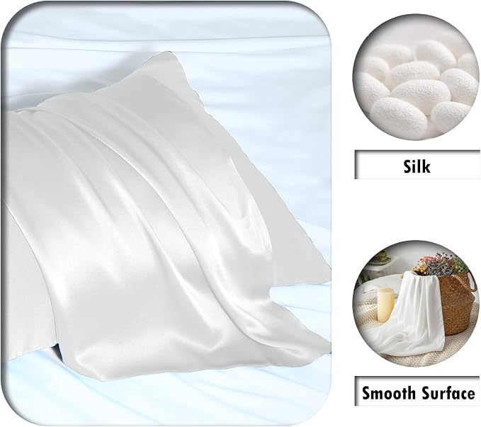 Silk Pillowcase for Hair and Skin, Breathable and Sliky 100% Standard Size - Image 2