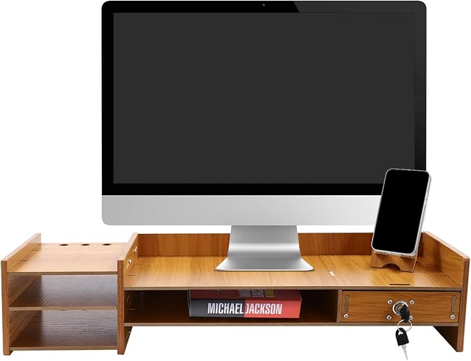 Wood Computer Monitor Stand for Desk Monitor Riser by Unknown