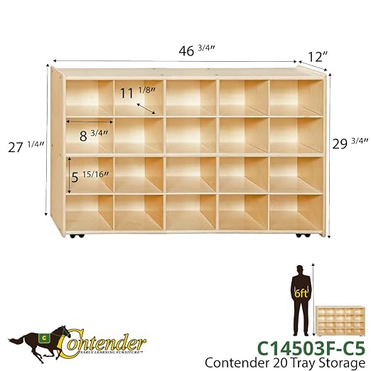 Contender C14503F-C5 20 Tray Storage – Wooden Classroom Organizer - Image 3