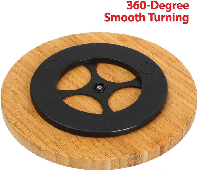 YBM Home Bamboo Wooden Non-Skid Lazy Susan Turntable Fully Rotating Pantry - Image 3