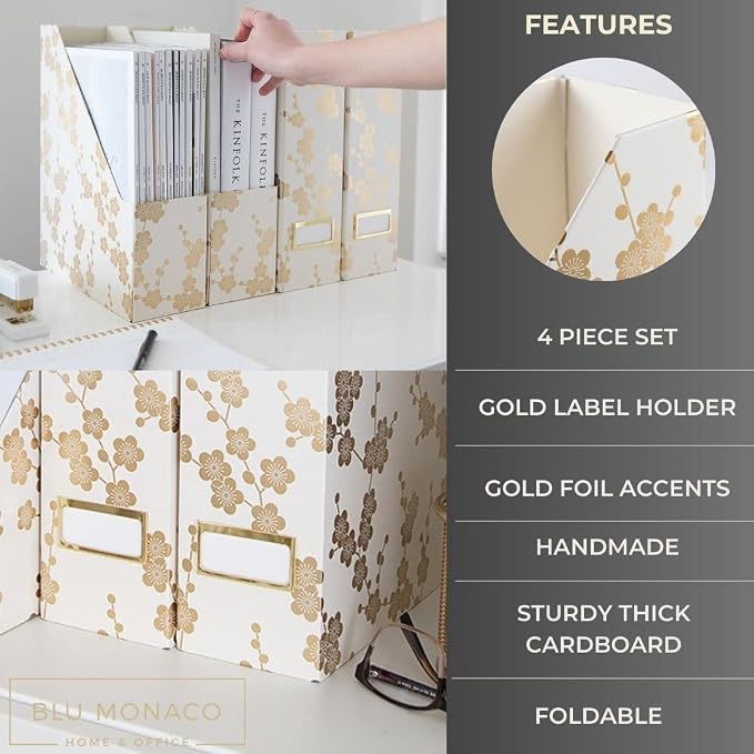 BLU MONACO | Set of 4 Foldable Magazine Storage Boxes - Image 5