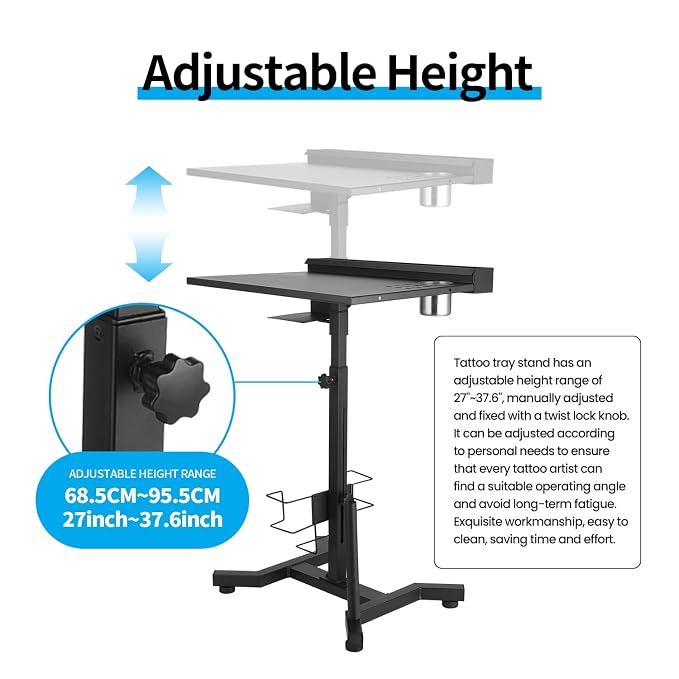 Tattoo Work Station Tattoo Salon Tray Cart Portable Work Table - Image 5