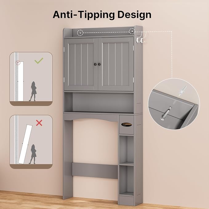 Ahomly Over The Toilet Storage Cabinet, 32.3" W Over Toilet Bathroom Organizer - Image 7