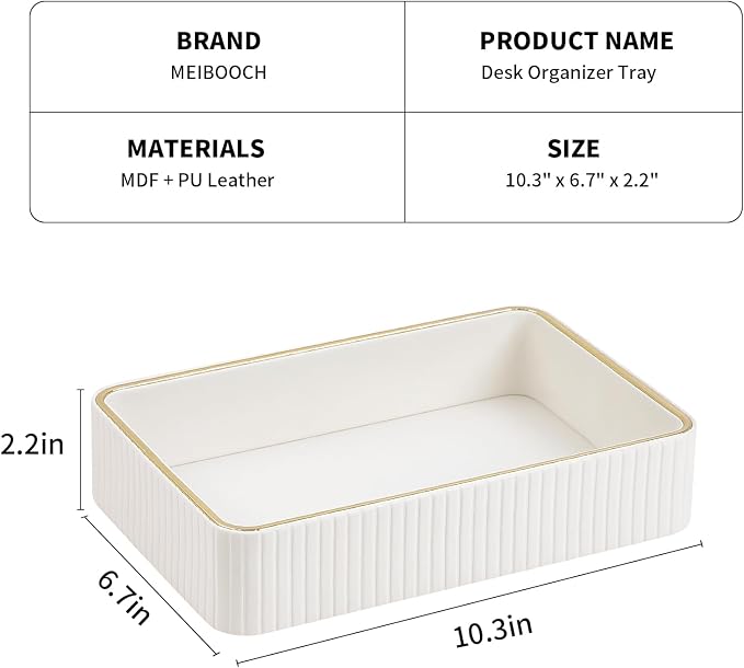 Desk Organizer Tray, PU Leather Valet Tray Nightstand Organizer Cologne Perfume - Image 5