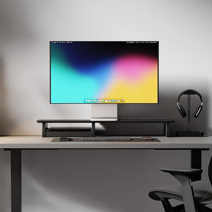 Raico Desk Cockpit Shelf Monitor Stand System Dual Screen Setup Wood Large Desk - Image 5