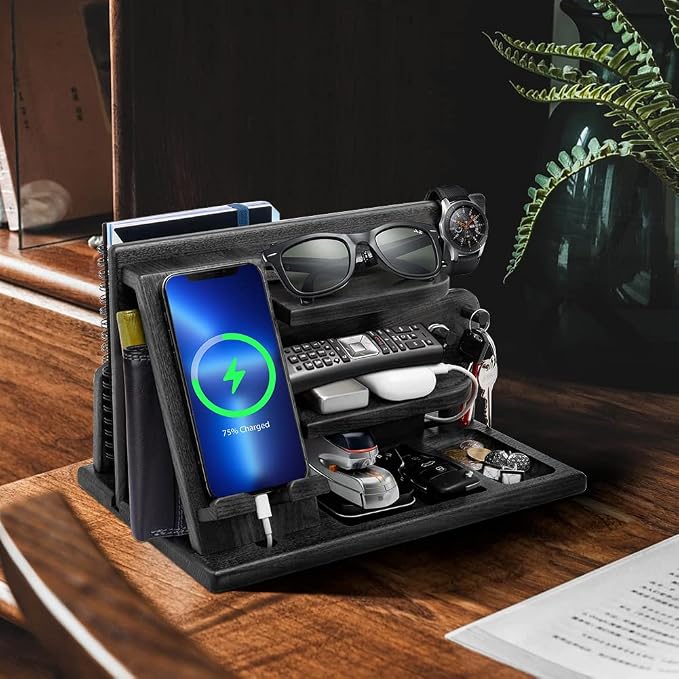 Gifts for Men Christmas, Wood Phone Docking Station, Mens Gifts for Birthday or - Image 5