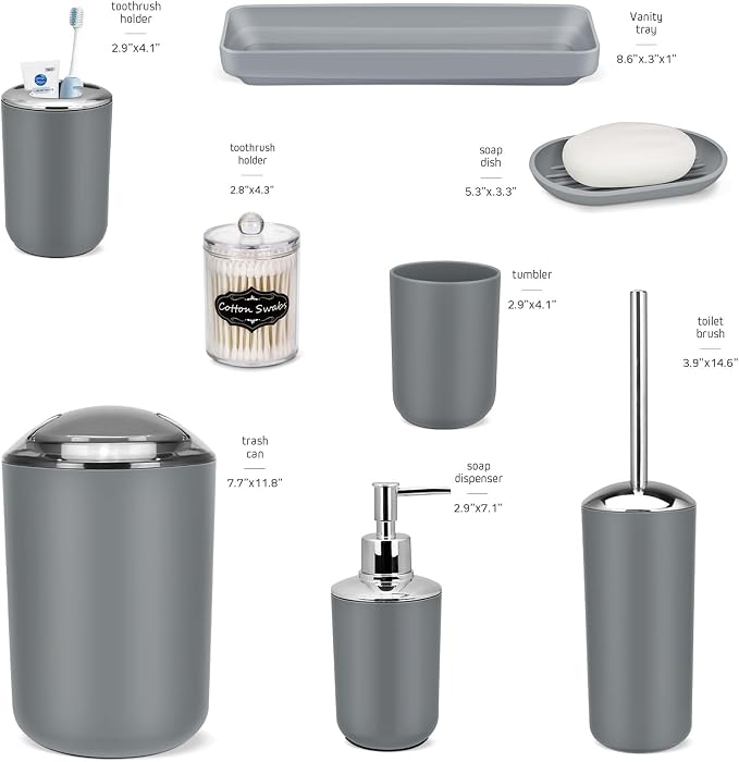 IMAVO Bathroom Accessories Set, 9 Pieces Bathroom Accessory Set, Qtip Holders - Image 3