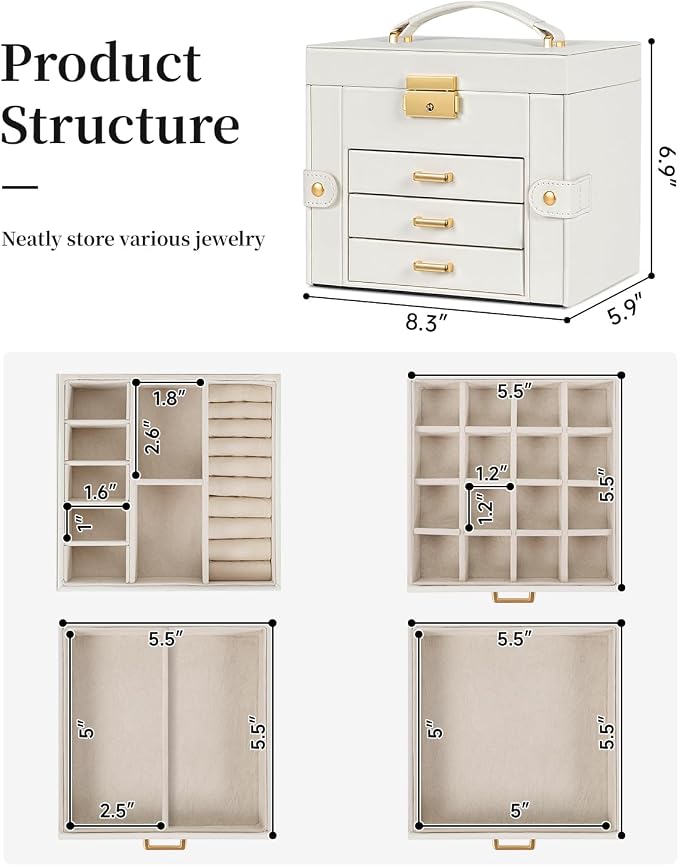 TORIBIO Jewelry Box for Women, Leather Jewelry Organizer - Image 2