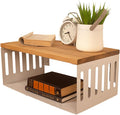 Floating Nightstand with White Metal Base, Wooden Top and Sturdy Metal Base by Woodches