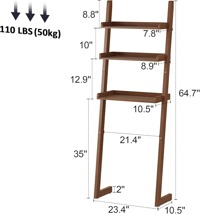 Over The Toilet Storage Shelf Wood, 3-Tier Above Toilet Organizer Rack - Image 2