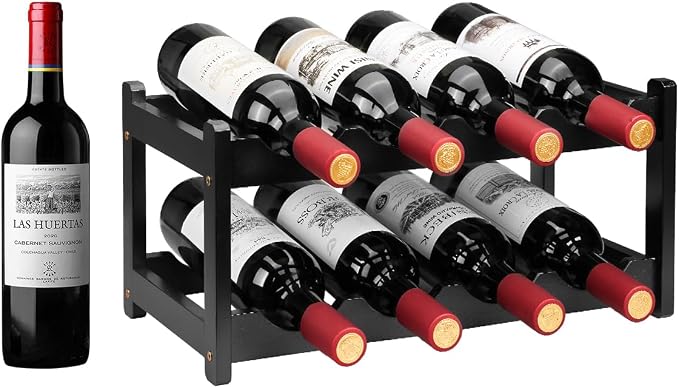 Wine Rack 8 Bottle 2-Tier Eco-Friendly Bamboo Wine Storage Easy-Assembly - Image 2