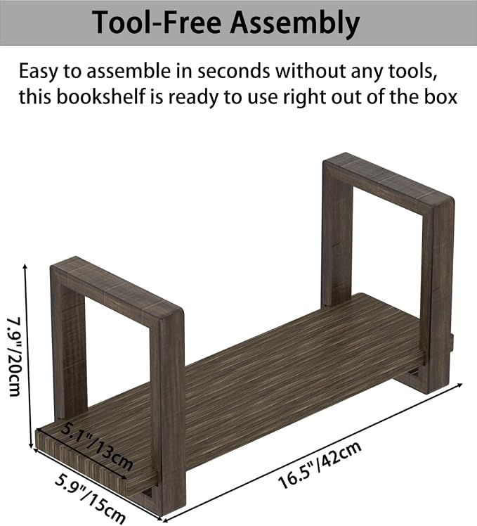 Adjustable Desktop Bookshelf, Retro Tabletop Bookshelf, Desk Shelf - Image 3