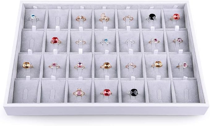 Oirlv 28 Region Ring Display Tray Stackable Jewelry Organizer Trays Leather by Oirlv