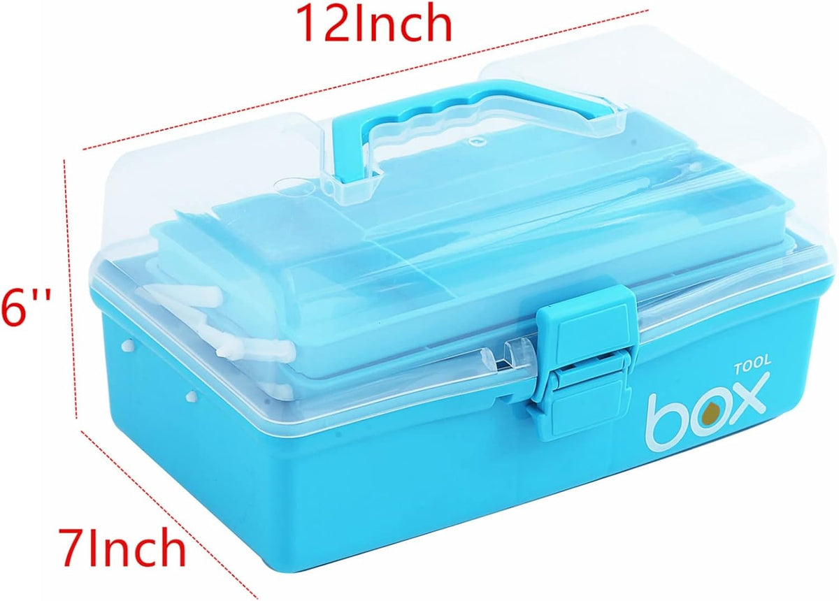 Kinsorcai 2PCS 12'' Three-Layer Clear Art Box Organizer, Multipurpose