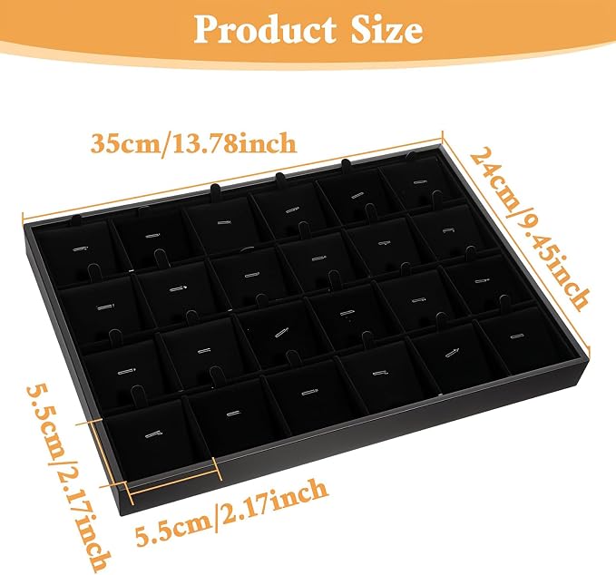 Velvet Jewelry Tray for Drawers Black Jewelrys Display Tray Stackable Jewelry - Image 2