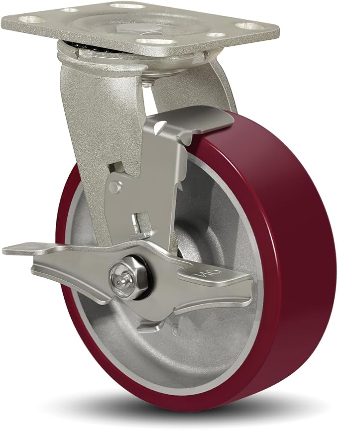 SY America 6" X 2" Casters Wheels, Heavy Duty Industrial Casters，Polyurethane by SYAmericaIndustrialCasters