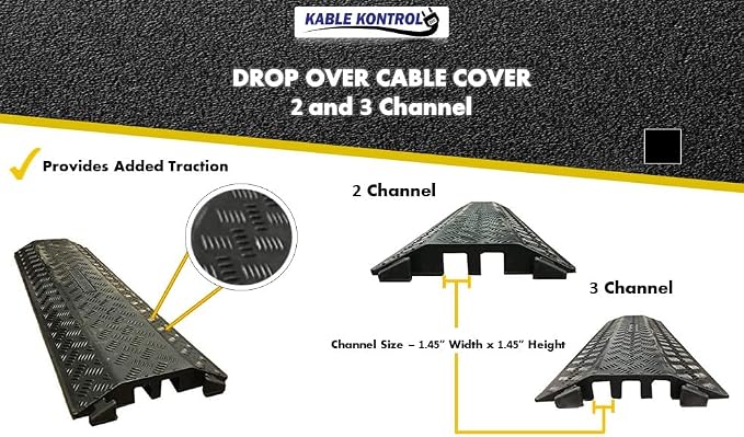 Kable Kontrol Drop Over Floor Cord Cover – 40” Inch Long 2 Channel Cable or - Image 8