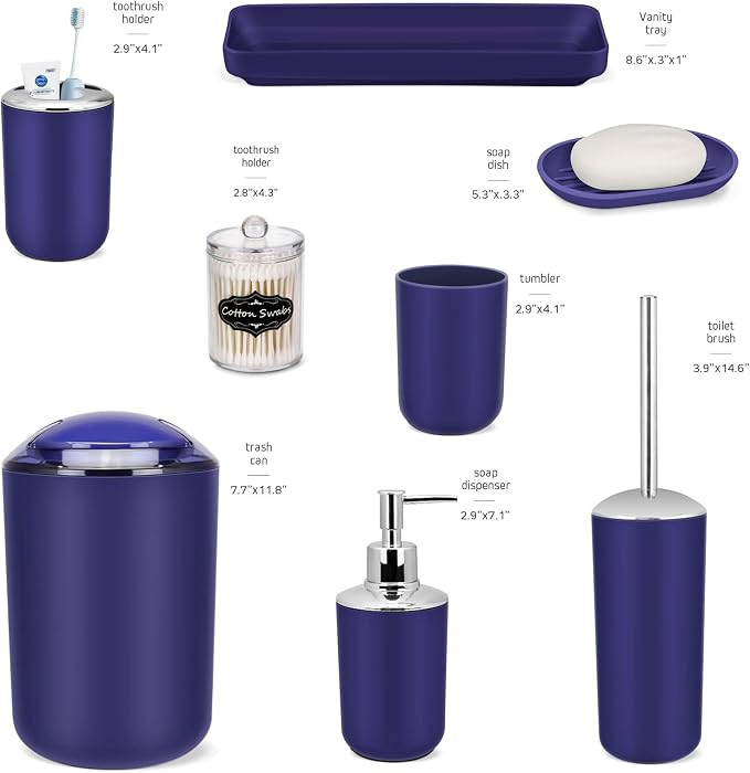IMAVO Bathroom Accessories Set, 9 Pieces Bathroom Accessory Set, Qtip Holders - Image 3
