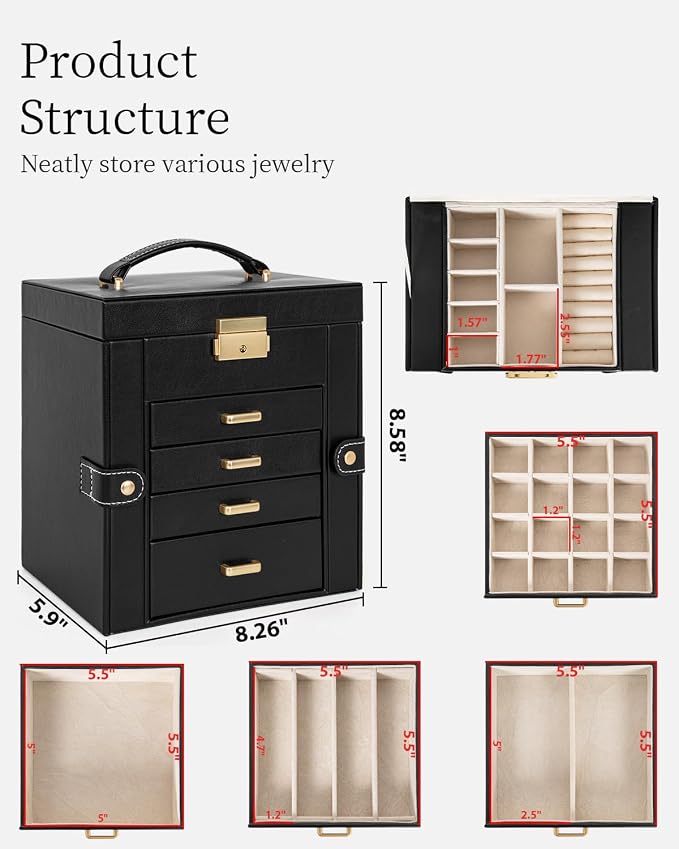 TORIBIO Jewelry Box for Women, Leather Jewelry Organizer - Image 2