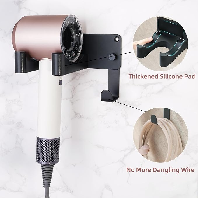 Dyson Hair Dryer Holder, Wall Mounted Aluminum Alloy Hair Dryer Wall Mount - Image 3