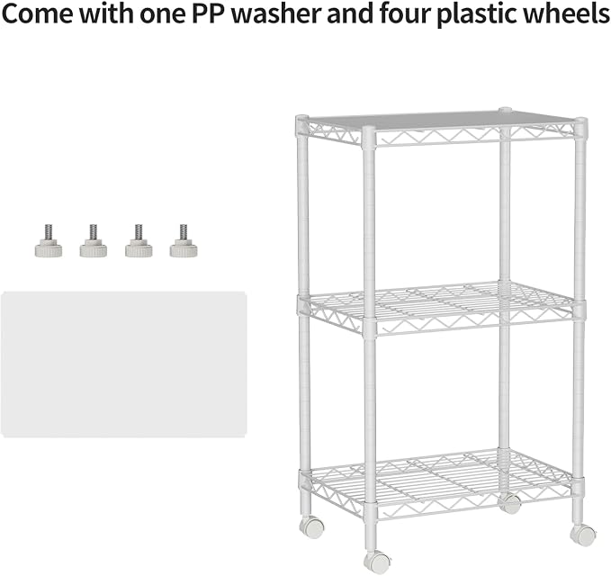 Small 3 Tier Shelves Storage Wire Shelving Unit Metal Shelf Adjustable - Image 4