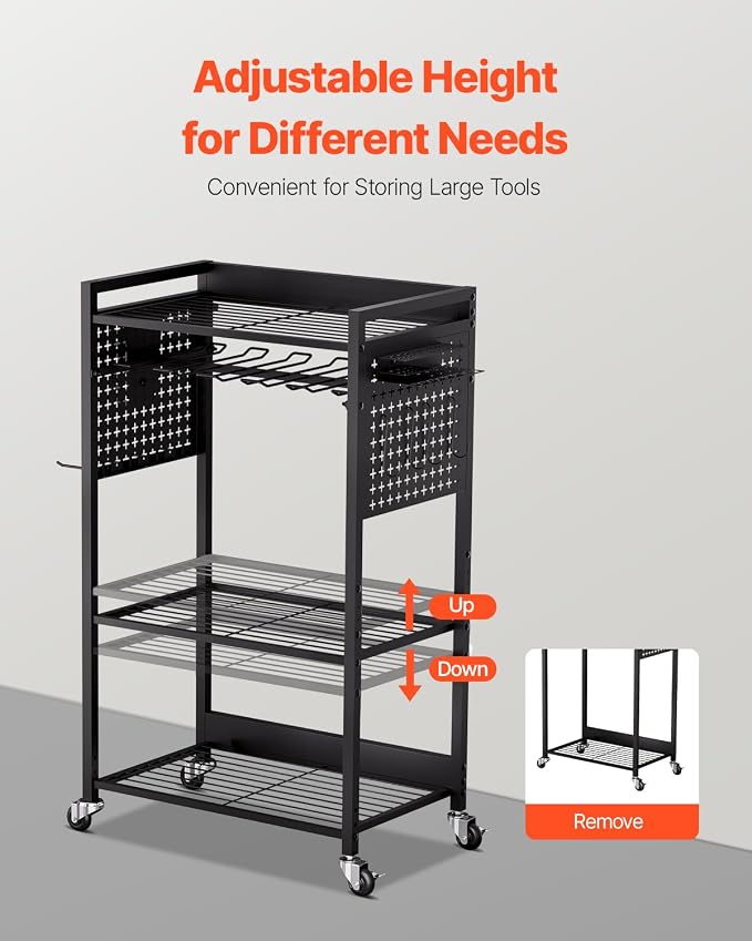 VEVOR 4-Tier Tool Organizer Cart, 150 lbs Load Capacity, Floor Stand Rolling - Image 3