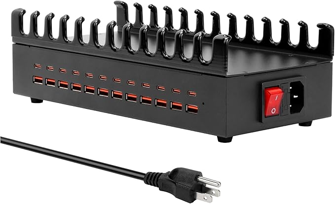300W Charging Station for Multiple Devices, ALI SEA 24 Port USB C Fast Charging by ALISEA